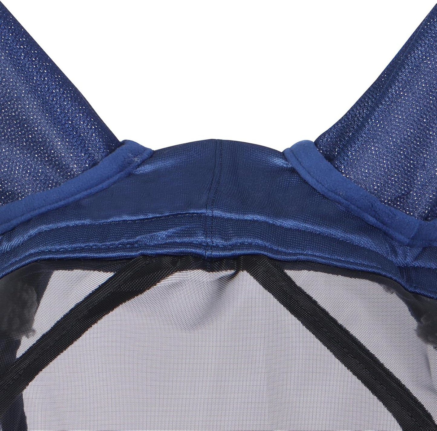 Harrison Howard CareMaster Pro Luminous Horse Fly Mask Large Eye Space Standard with Ears UV Protection for Horse Navy S Pony