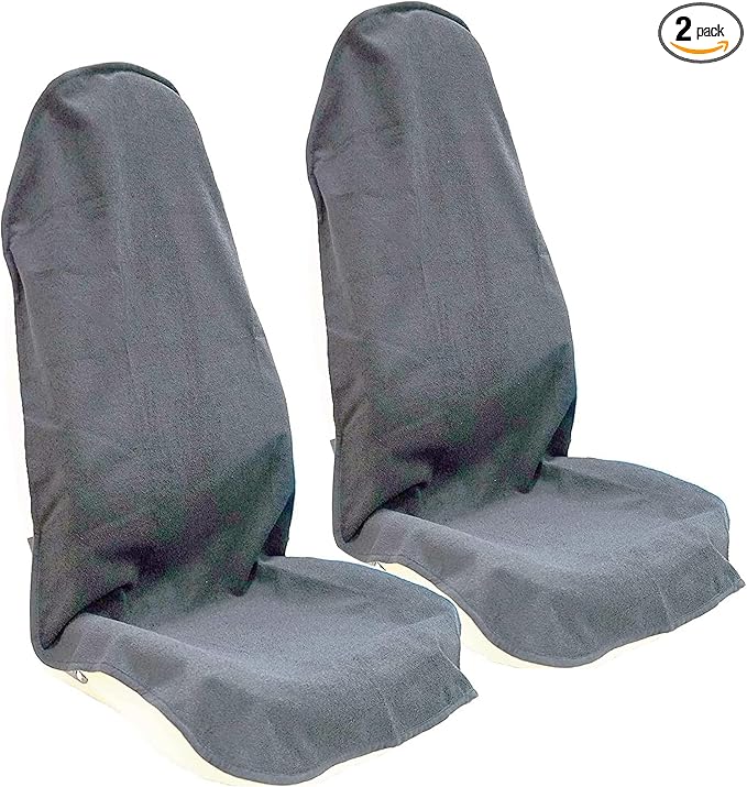 Car Seat Cover Protector Front Seats,for Gym Workout,Running,Swimming,Beach and Hiking,Waterproof Sweat Towel Bucket Seat Covers for Cars SUV Trucks (Grey, 2Pcs)