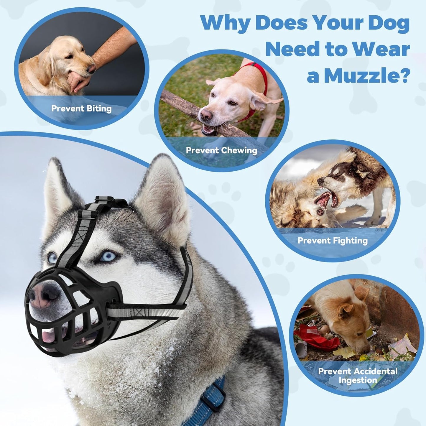 Dog Muzzle for Large Dogs, Breathable Basket Muzzles for Small, Medium and X-Large Aggressive Dog, Allows Panting Drinking, Suitable for Grooming Trimming Training (2, Blacks)