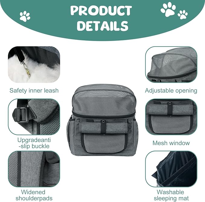 Qivine Dog Bike Basket, Oxford Cloth Dog Basket for Bike with Adjustable Mesh Windows, 11 Lbs Portable Dog Carrier for Bike with Widen Shoulderpad, Bicycle Basket Bag for Dogs and Cats