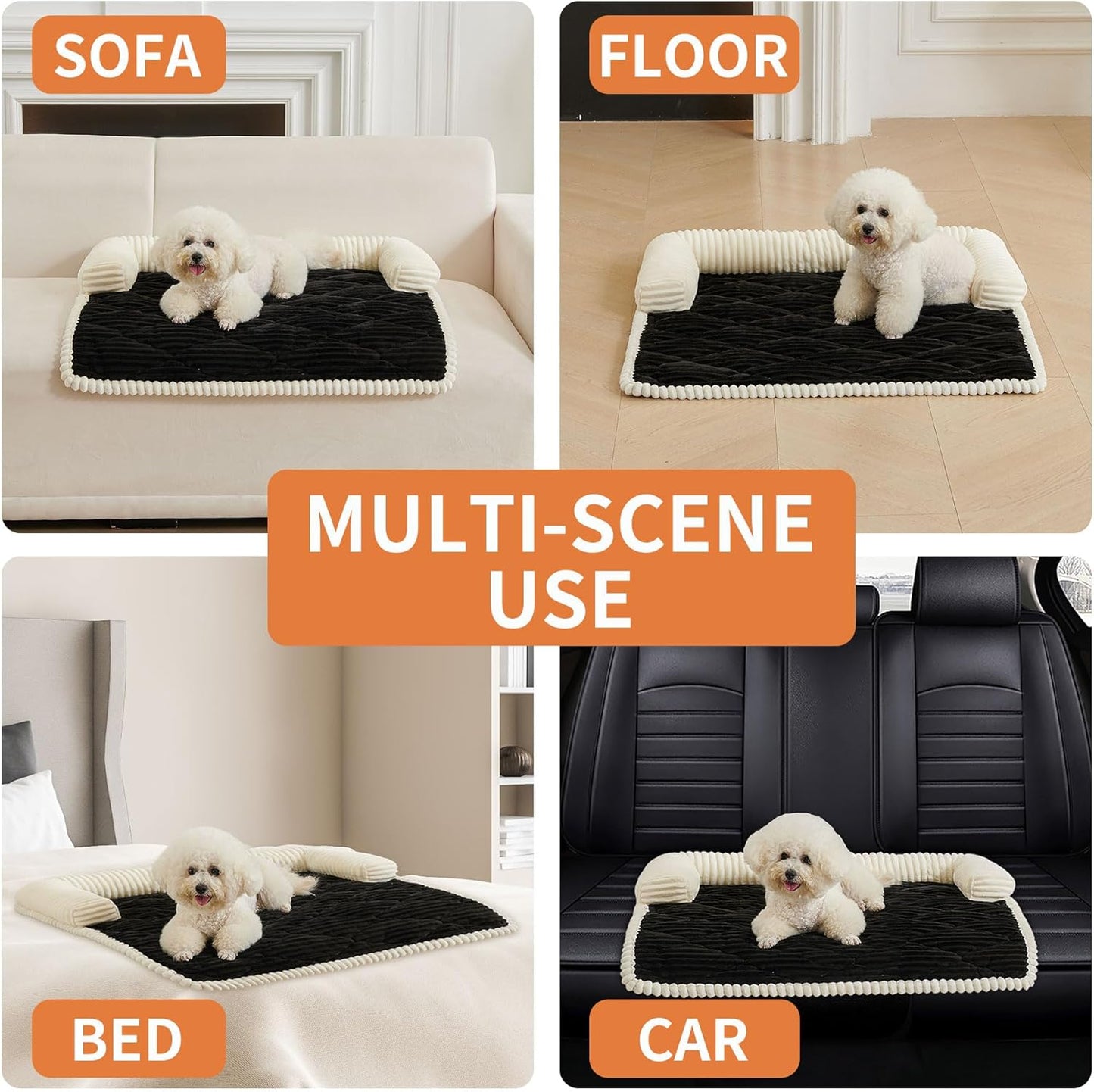 HAOMAIJIA Dog Couch Bed for Medium Dogs, Non Slip Pet Couch Covers for Sofa Thick Soft Washable Dog Couch Cover Protector All Seasons Universal Dogs and Cats Bed Mat (Black, Medium)