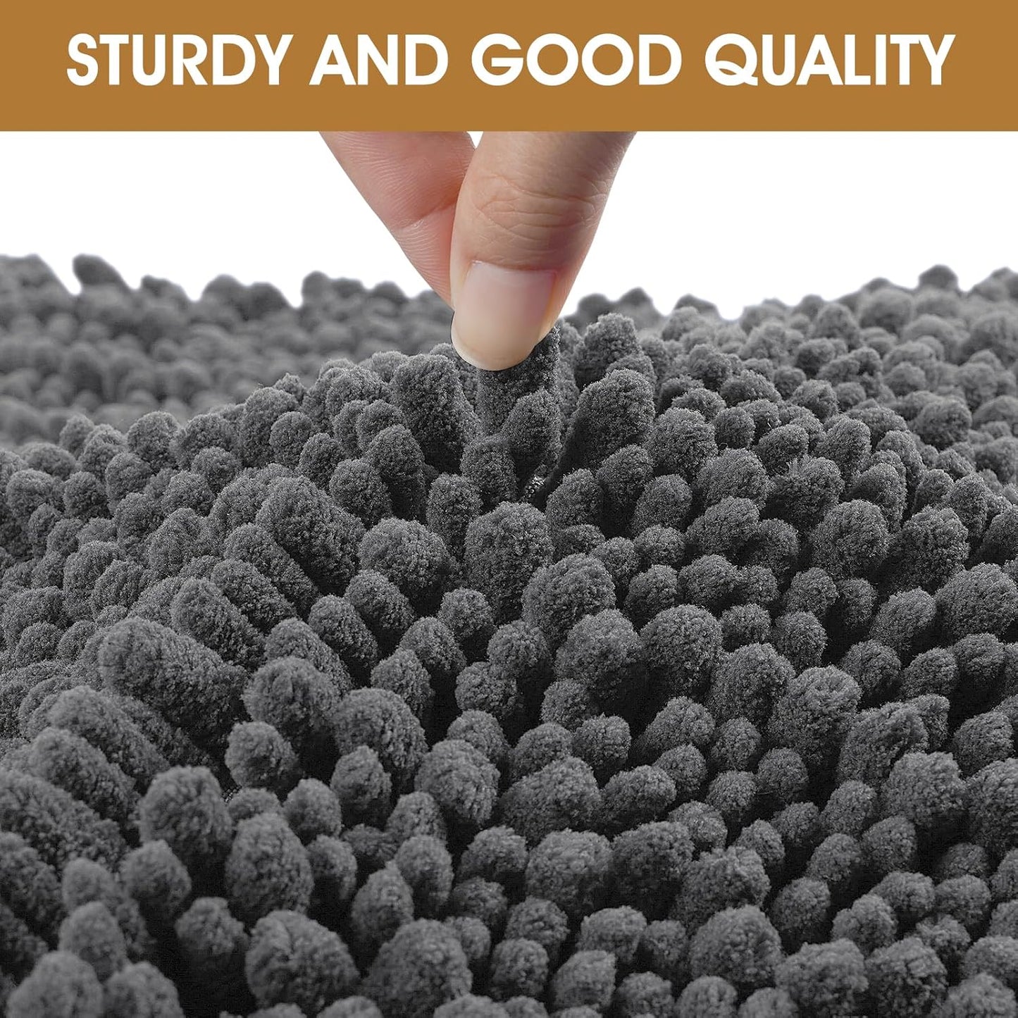 IM HOME Extra Large Dog Door Mats for Muddy Paws, Chenille Absorbent Dog Mats, Non Slip Heavy Mud Mat for Dogs, Soft Pet Mat for Entryway, Mud Paws, Inside Floor,60" x 36", Grey