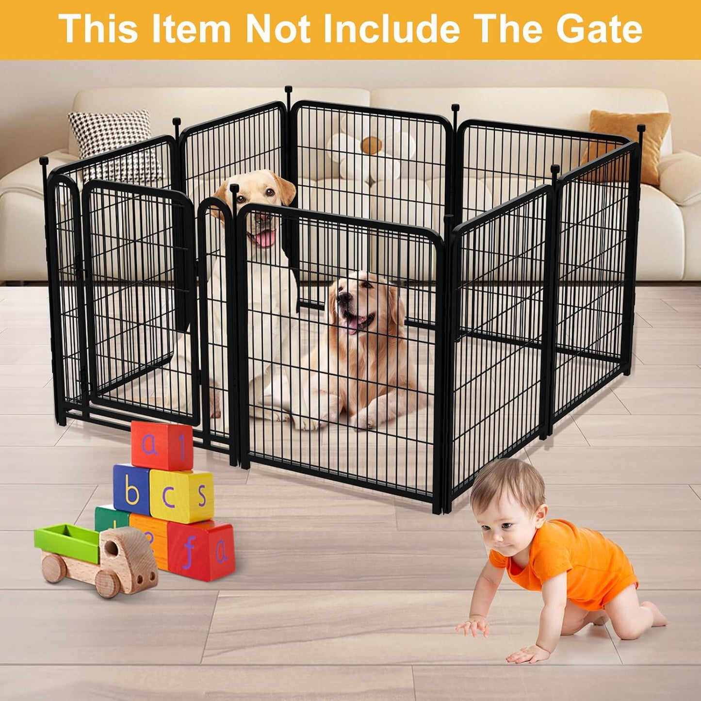 Garden Fence 36 Inch 14 Panels Without Gate, Inside and Outside, Total 31 Ft(l) Garden Fence for Yard and Dog, Black Dog Pen, Heavy Duty Pet Puppy Exercise Pen for Rv Camping