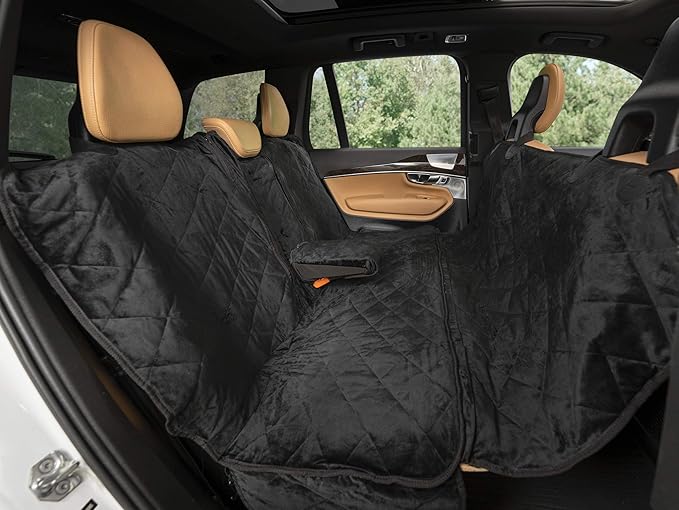 Plush Paws Products Velvet Convertible Rear Seat Cover | Durable Diamond Stitching | Washable & Waterproof Back Seat Cover | Car, Truck & SUV | Nonslip, Tear Resistant Protection | X-Large Charcoal