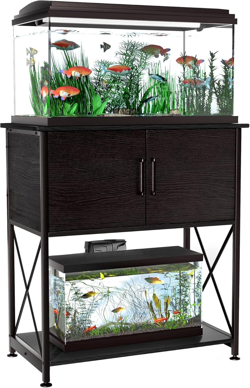 20-29 Gallon Aquarium Stand Metal Frame Fish Tank Stand with Cabinet Storage, for 20 Gallon Long Aquarium,30.7" L*16.5" W Tabletop,330LBS Capacity Black PG01YGB