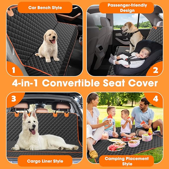 MIXJOY Dog Seat Cover for Back Seat Waterproof Dog Seat Covers for Cars, Car Seat Protector for Dogs, Nonslip Back Seat Cover for Trucks & SUV