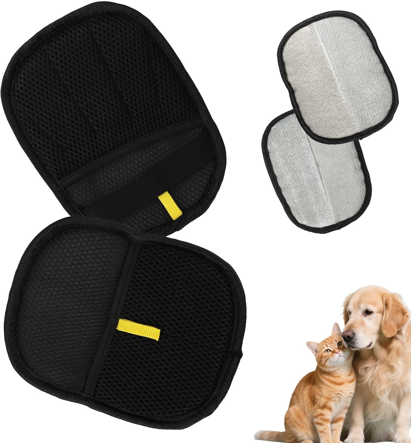 2pcs Pet Hair Removal Gloves, 2 Style Reusable Pet Hair Static Remover Mitt Glove for Cat Dog Sofa Furniture Carpet Curtain Bed Sheet Clothes Car Seat Cleaning Tool (Regular & Five Finger Style)