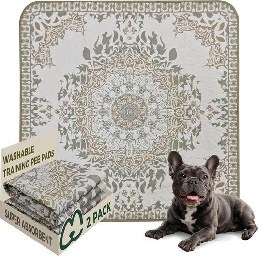 FXW Washable Pee Pads for Dogs, Puppy Pads with Super Absorbent, Specifically Designed for Potty Training, 35" Square, Boho, 2 Packs