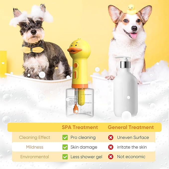 Electric Dog Shampoo Dispenser Dog Shampoo Sprayer Duck Shampoo Foamer for Pet, Foaming Soap Dispenser for Bathtub, Kitchen Sink Cleaning