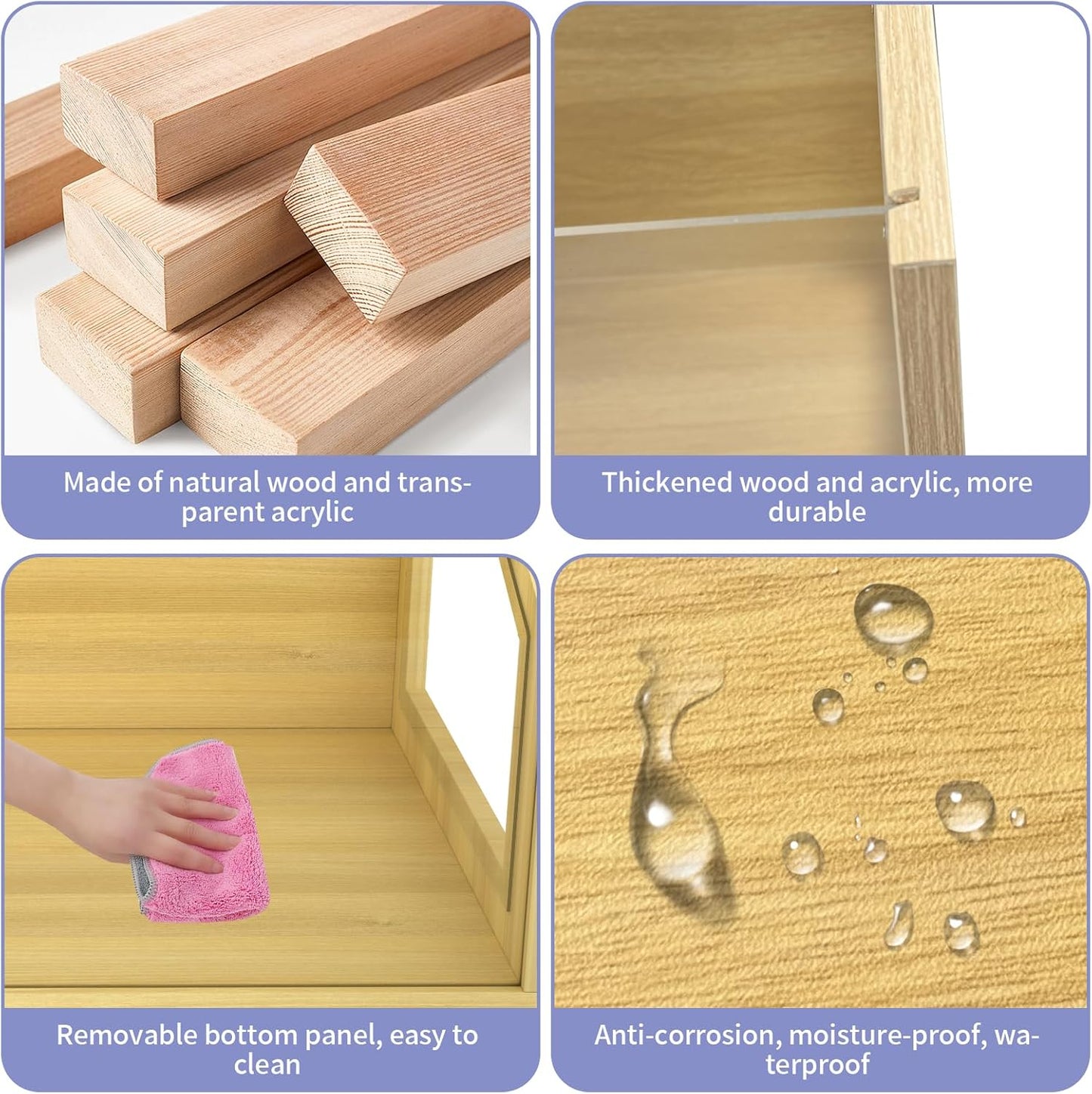 30 Gallon Bearded Dragon Tank, Reptile Terrarium with Feeding Tongs, Lockable Clear Acrylic Roof, Snake Tank Enclosure, Reptile Cage, Lizard, Leopard Gecko Tank, 32" L x 16" W x 16" H