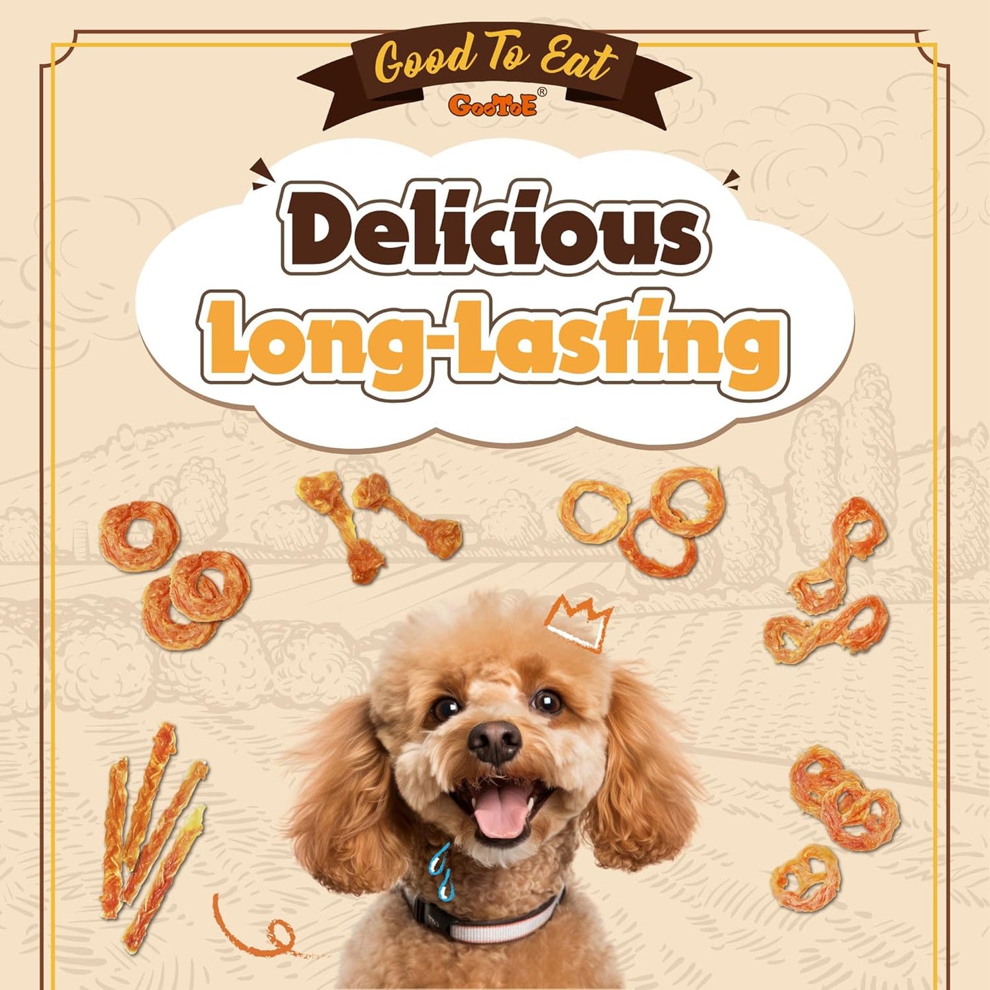 Gootoe Turkey Tendons for Dogs –All-Natural, Hypoallergenic Dog Treats, Rawhide Alternative, Long Lasting Puppy Chews, Healthy Dog Treats for Medium Breeds, Braid (M), 16 oz Pack (1 lb)