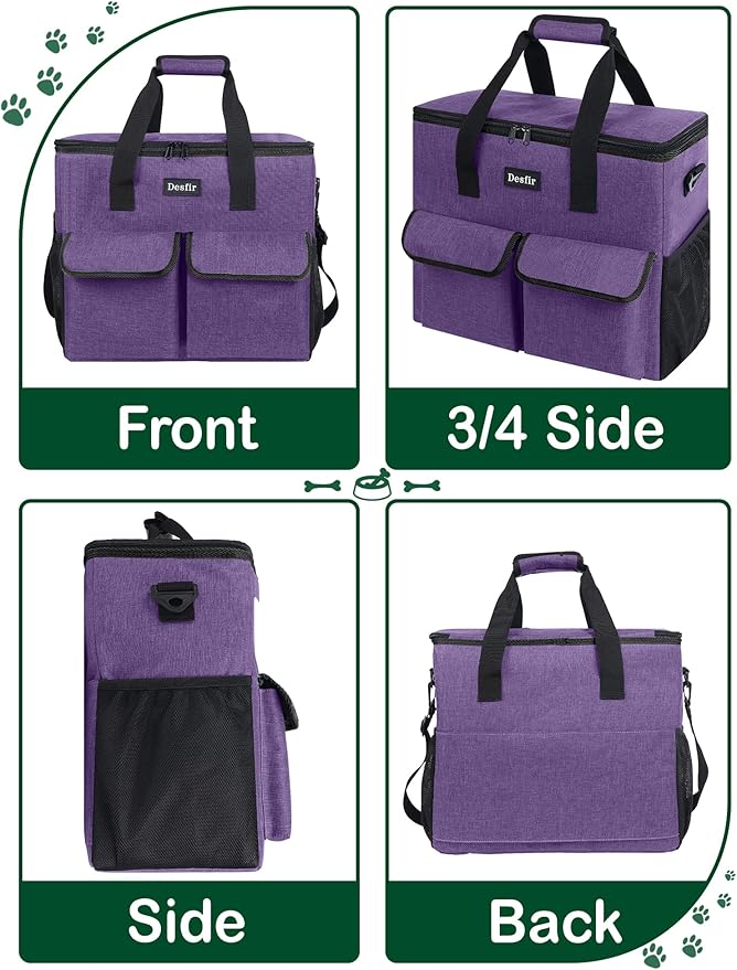 Large Pet Travel Bag Organizer - Dog & Cat Tote with Food Containers, Bowls, Feeding Mat, Perfect for Camping, Hiking (Multi-Pocket Design)