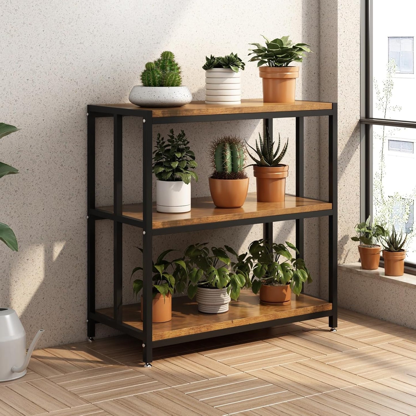 20 Gallon Metal Aquarium Stand with Shelves for Fish Tank Accessories Storage, Reptile Tank Turtle Terrariums Stand for Home Office (Black)