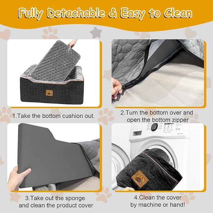 Dog Car Seat for Medium/Large Dog Booster Seat for Dogs Under 60 lbs or 2 Small Dogs, Multi-Functional Pet Car Seat with Thick Cushion, 2 Safety Leashes (BlackGray)