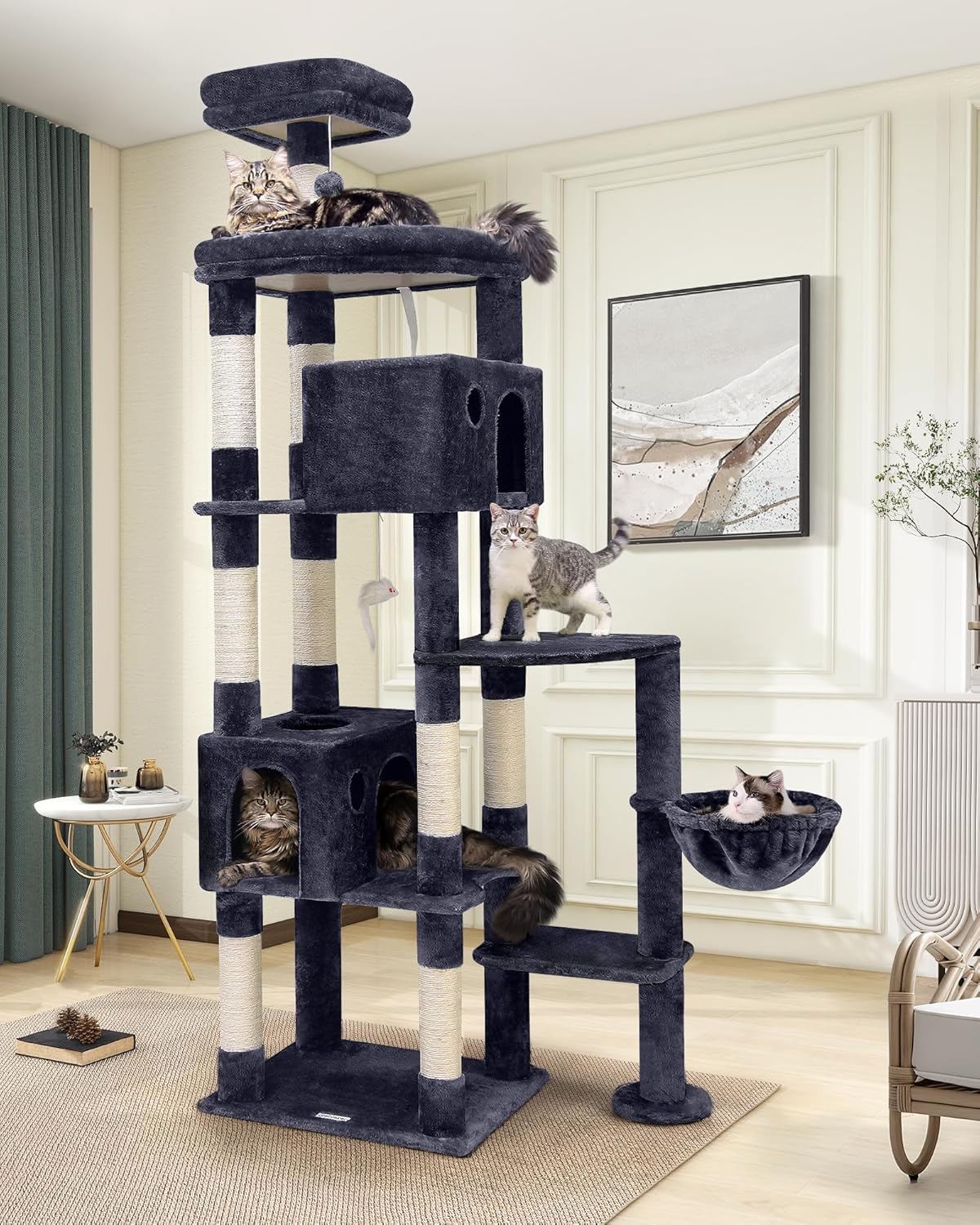 Globlazer Giant Cat Tree, 83 inch Cat Tree for Indoor Cats Large Adult, XXL Cat Tower with 9 Scratching Posts for 20lb+ Heavy Duty Large Adult Cats, F83, Dark Grey