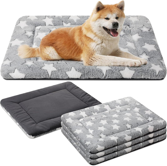 4 Pcs Washable Dog Crate Mat Kennel Pad Replaceable Reversible Pet Bed Pad for Crate Pet, Sleeping Mat for Small, Medium, Large Dog Machine Washable(20 x 30 x 1.6 Inch,Gray)