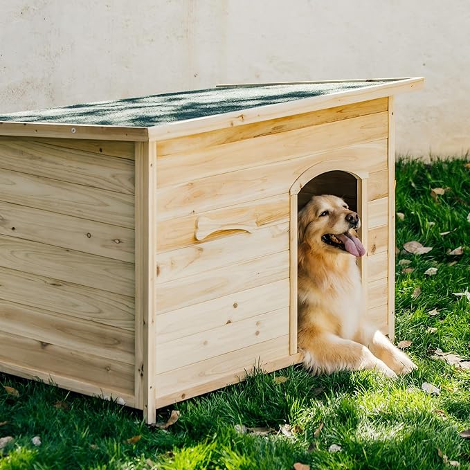 Large Solid Wooden Dog House,Suitable for Both Indoor and Outdoor, Suitable for Large Dogs and Animals of The Following Size, Easy to Clean,Can DIY,45.75" W x 31.25" D x 32.5" H