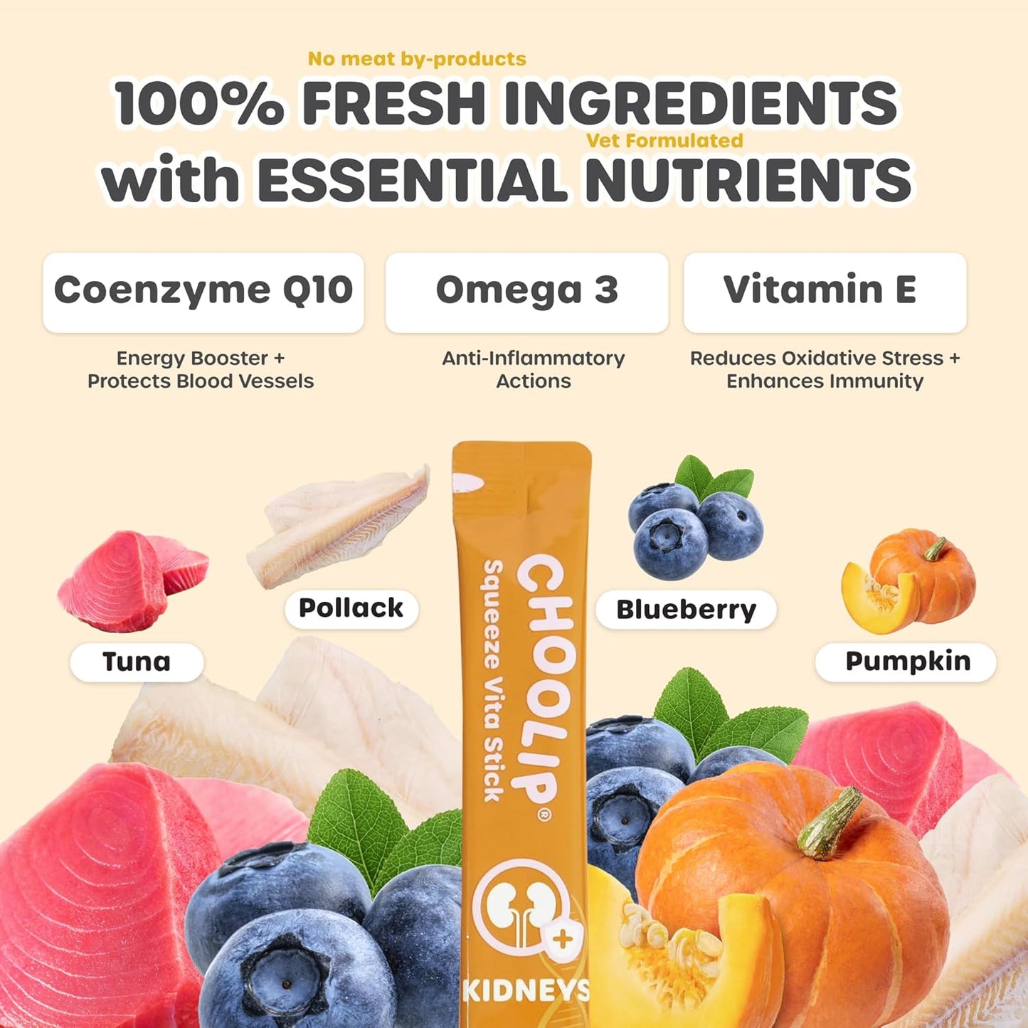 Grab & Go Squeeze Vita Stick Lickable Treats for Dogs & Cats. 49 Kidney Support Sticks with Essential multivitamins. Soft and Tasty Paste for All Life Stages, Supporting Kidney Health