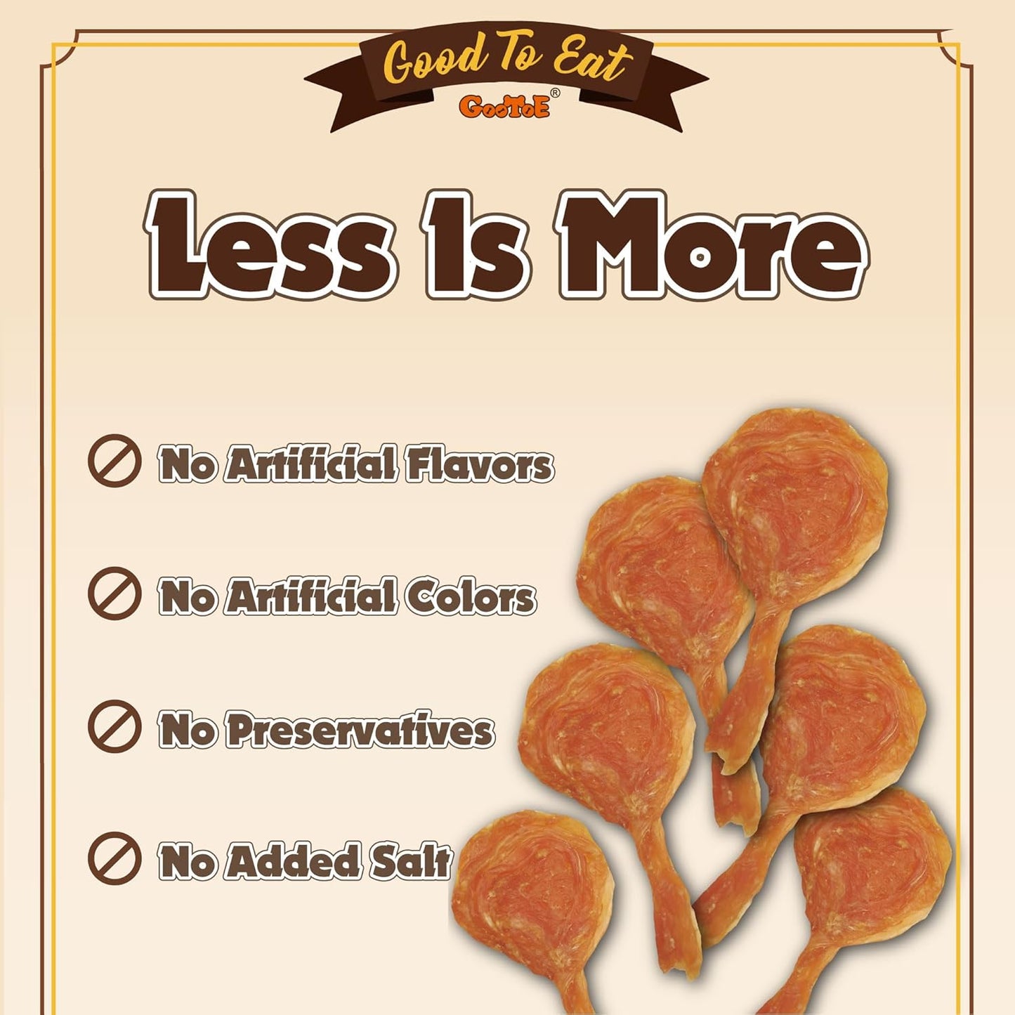 Gootoe Turkey Tendons for Dogs –All-Natural, Hypoallergenic Dog Treats, Rawhide Alternative, Long Lasting Puppy Chews, Healthy Dog Treats for Small Breeds, Lollipop (S), 5 Count Pack