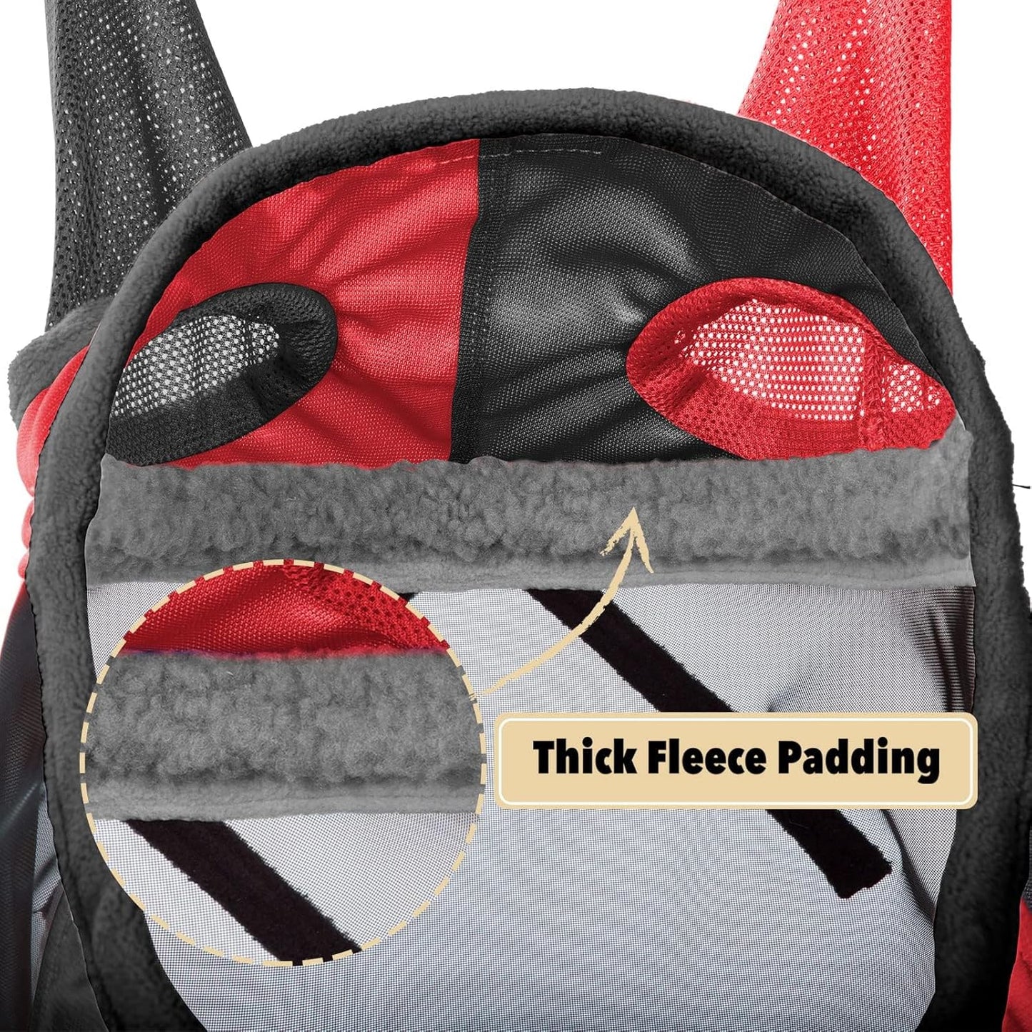 Harrison Howard Pro Luminous Horse Fly Mask Standard with Ears UV Protection for Horse Scarlet Red/Black Large Full Size