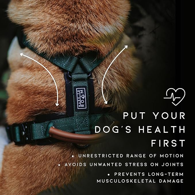 MADE TO ROAM Premium Explorer Harness - Y-Shaped Dog Harness with Adjustable Durable Nylon, Soft Padding, Metal Buckles and Leather Handle for Small, Medium, Large Dogs (Michigan Autumn, Size 4)
