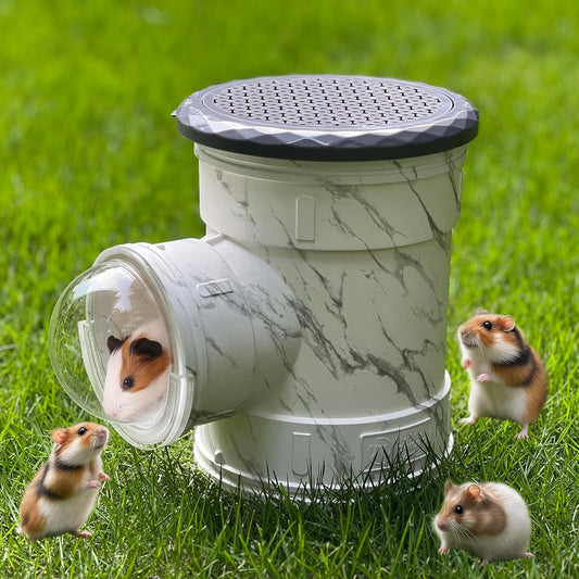 Hamster Carrier Cage, Marble Print Anti-bite and Chewproof Design, Table Chinchillas Cage for Small Guinea Pig Bird Parrot Budgies, Front and Top Ventilation