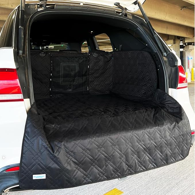 Bulldogology Cargo Liner for SUV - Heavy Duty Pet Trunk Liner Cargo Cover - Waterproof Cargo Cover for Dogs Hair, Muddy Paws - Protector Cargo Mats for Back of SUV (Large, Black)