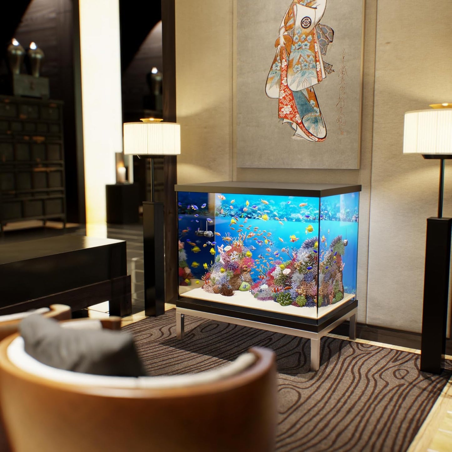 24 in X 36 in. Aquarium Stand | Industrial Style Aluminum Fish Tank Base with Open Frame Design