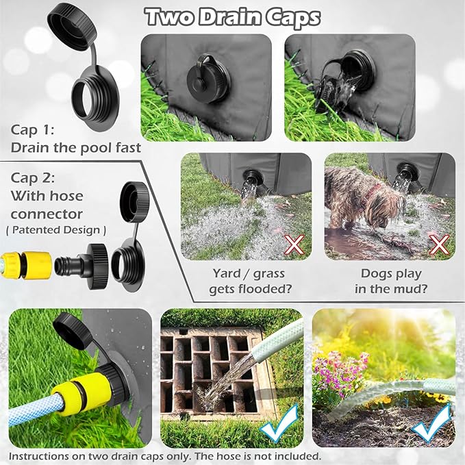 Jasonwell Foldable Dog Pet Bath Pool Collapsible Dog Pet Pool Bathing Tub Kiddie Pool Doggie Wading Pool for Puppy Small Medium Large Dogs Cats and Kids 55.1" Grey