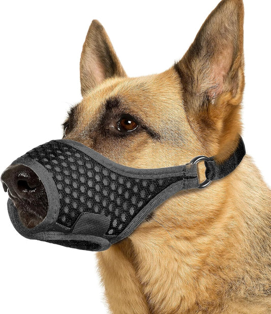 LUCKYPAW Soft Muzzle for Small Medium Sized Dogs, Dog Muzzle to Prevent Biting Chewing, Adjustable Breathable Mouth Guard for Grooming Walking Training(Black, S)