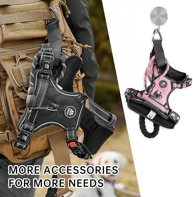 NESTROAD No Pull Dog Harness,Adjustable Oxford Dog Vest Harness with Leash,Reflective No-Choke Pet Harness with Easy Control Soft Handle for Small Dogs(X-Small,Pink)