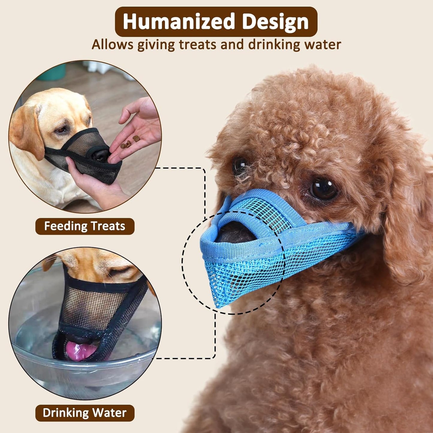 Crazy Felix Nylon Dog Muzzle for Small Medium Large Dogs Dachshund Beagle Poodle Labrador, Air Mesh Breathable and Drinkable Pet Mouth Guard for Anti-Biting Chewing Scavenging(XXXS, Blue)
