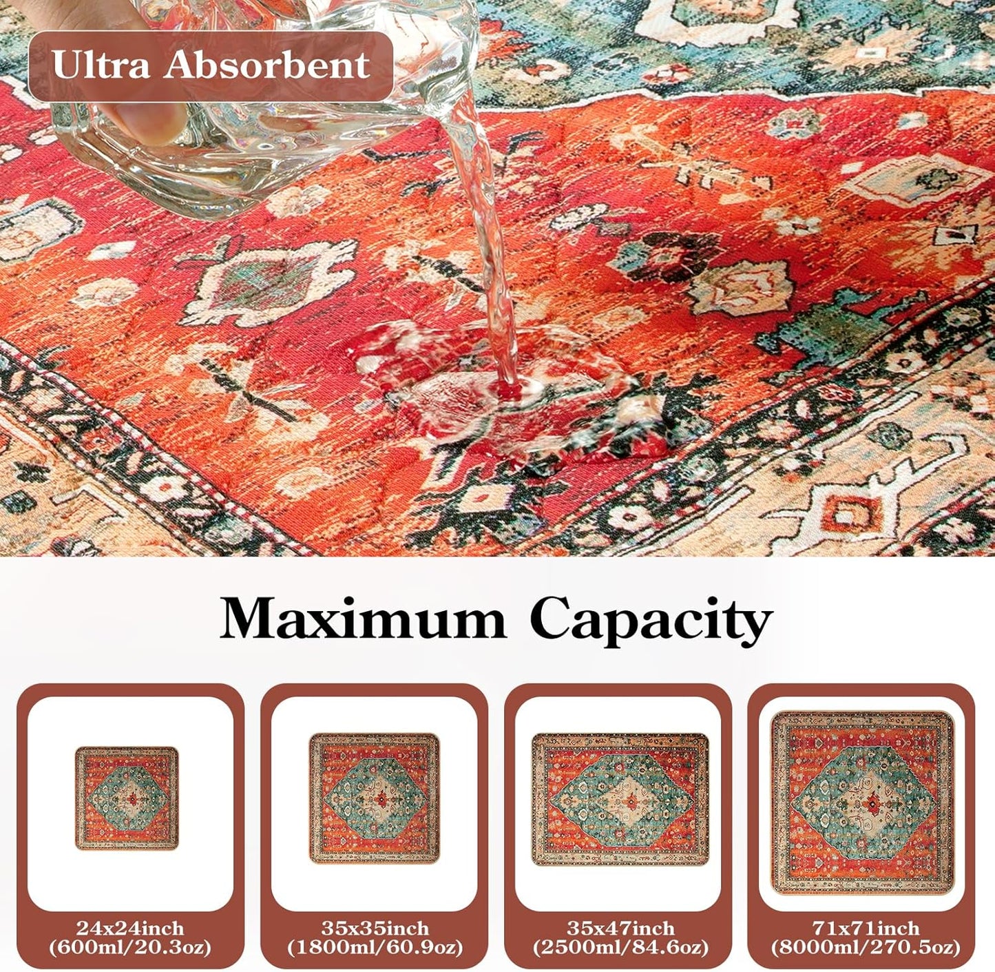 HAOCOO Washable Pee Pads for Dogs, Super Absorbent Reusable Puppy Training Pads, (2 Pack) 2Ft x 2Ft Red Waterproof Leak-Proof and Non-Slip Whelping Pads Potty Pads for Pet Housebreaking