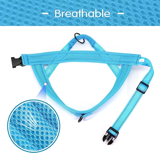 Didog No Pull Dog Harness with Soft Mesh Padded,Reflective & Quick Fit Light Weight Dog Strap Vest Harness,Easy for Walking Training (S:Chest 18-22", Mesh-Blue)