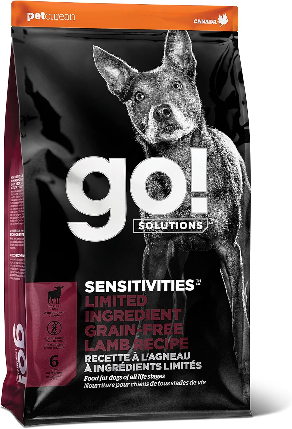 Go! Solutions Sensitivities Limited Ingredients, Grain-Free Dry Dog Food, Lamb Recipe for Sensitive Stomach, 12 lb Bag
